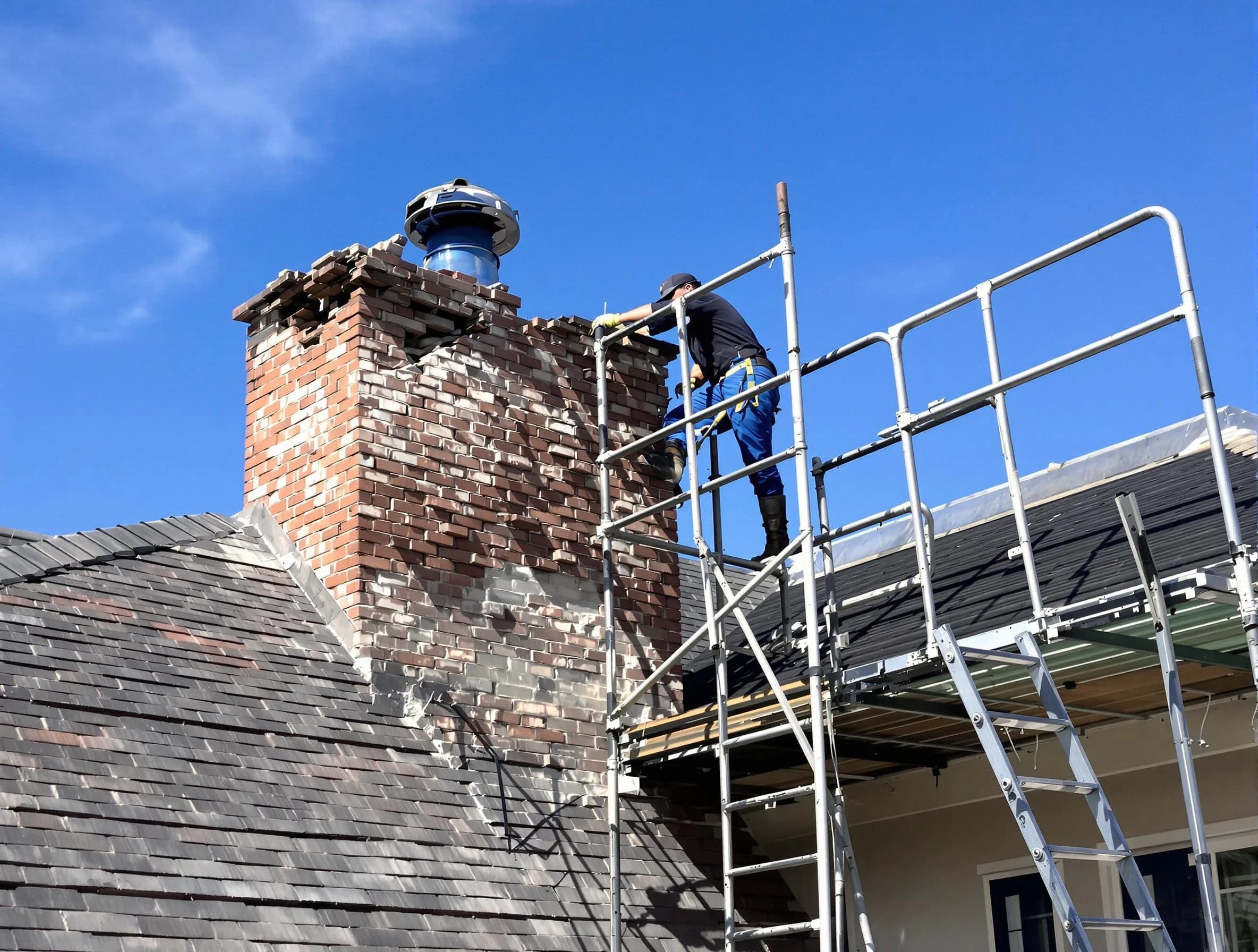 Rebuilding a chimney structure by Smyrna Chimney Sweep in Smyrna, GA