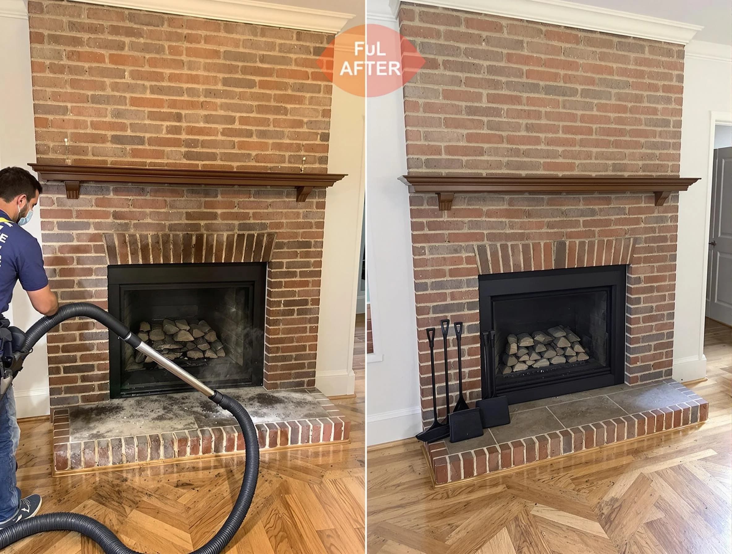 Smyrna Chimney Sweep carefully sanitizing a fireplace in Smyrna, GA