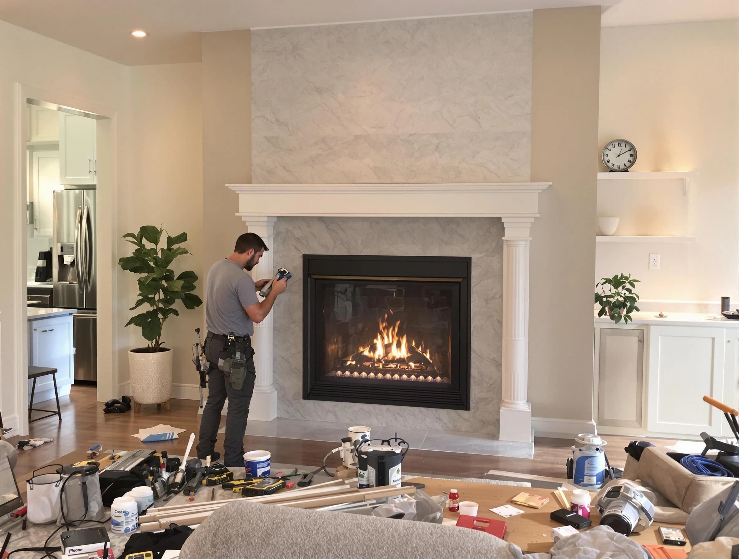 Newly installed fireplace by Smyrna Chimney Sweep in Smyrna, GA