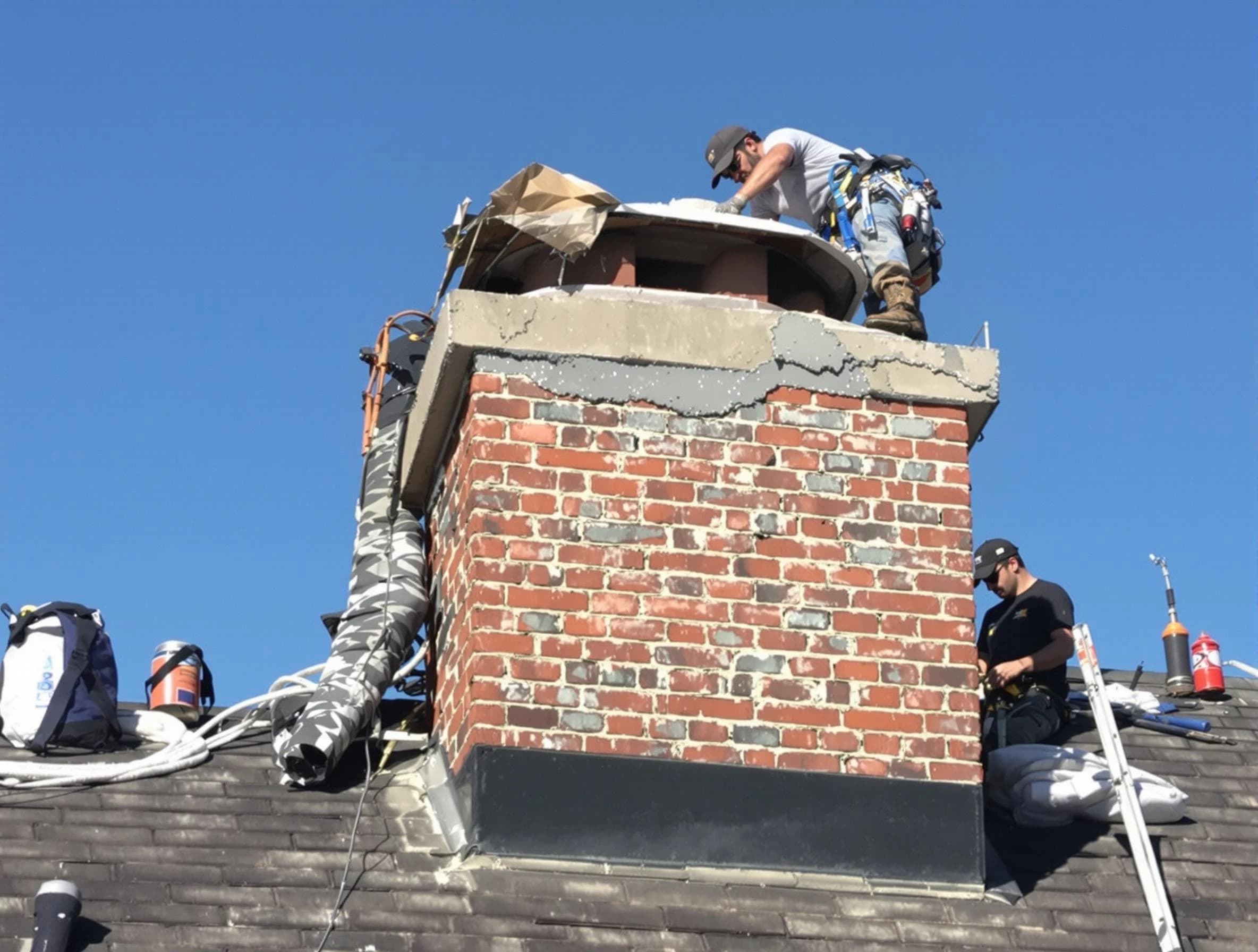 Smyrna Chimney Sweep installing a custom chimney crown in Smyrna, GA