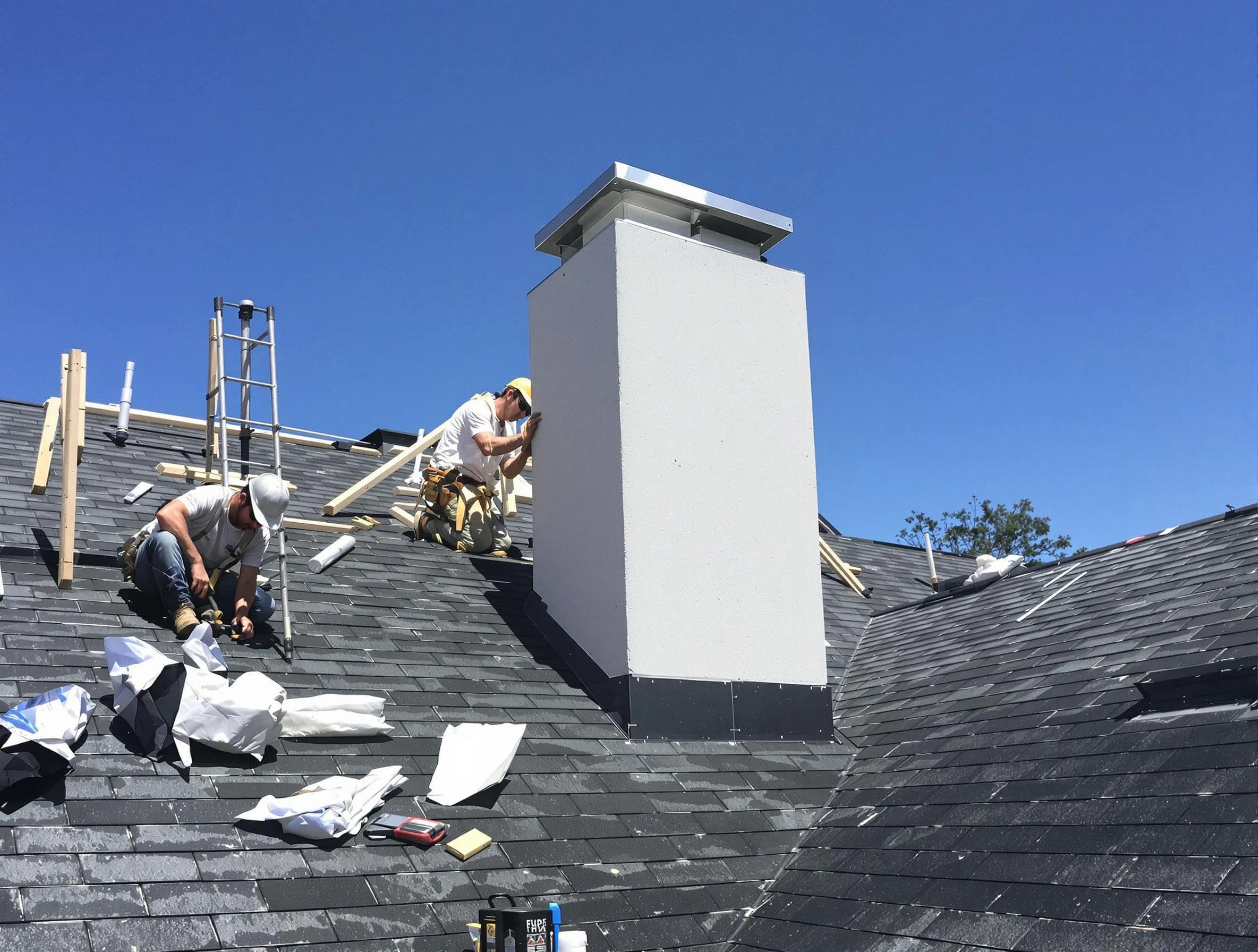 Smyrna Chimney Sweep crew installing a new chimney in Smyrna, GA
