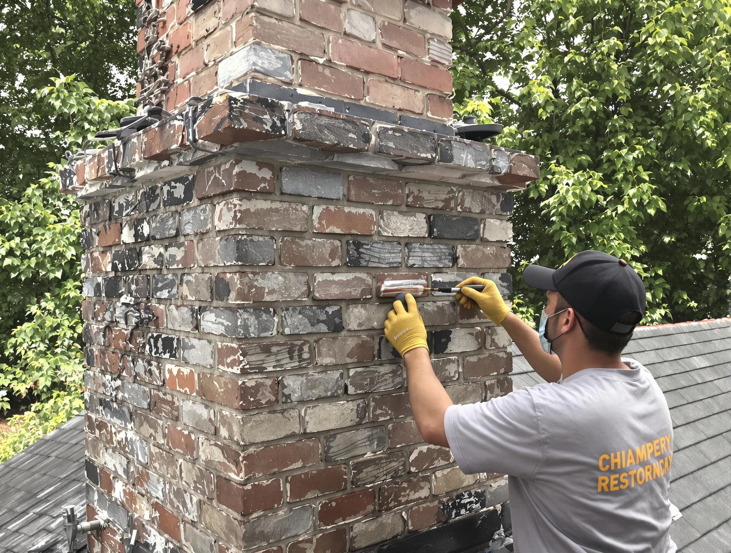 In-progress chimney restoration by Smyrna Chimney Sweep in Smyrna, GA