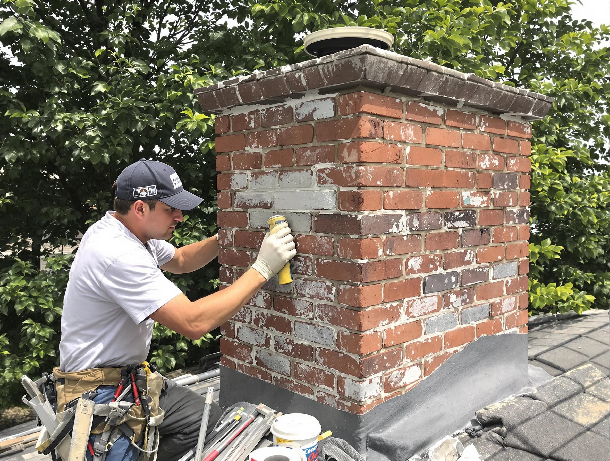 Smyrna Chimney Sweep restoring an aging chimney in Smyrna, GA