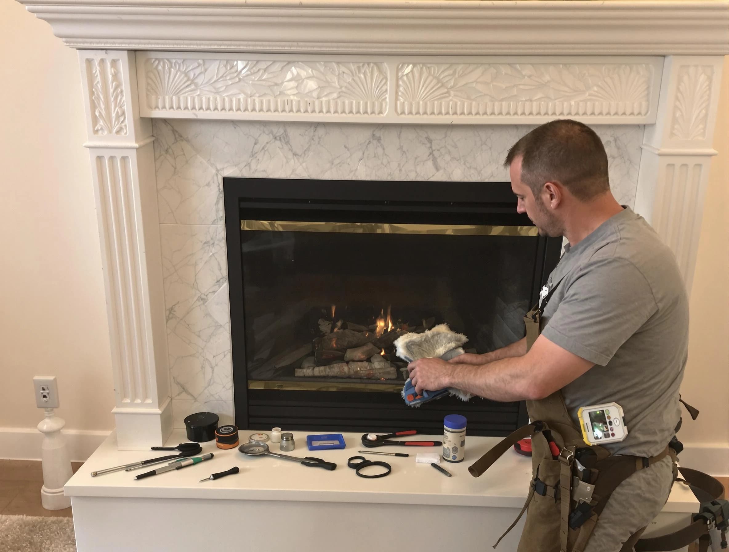 Smyrna Chimney Sweep performing fireplace maintenance in Smyrna, GA