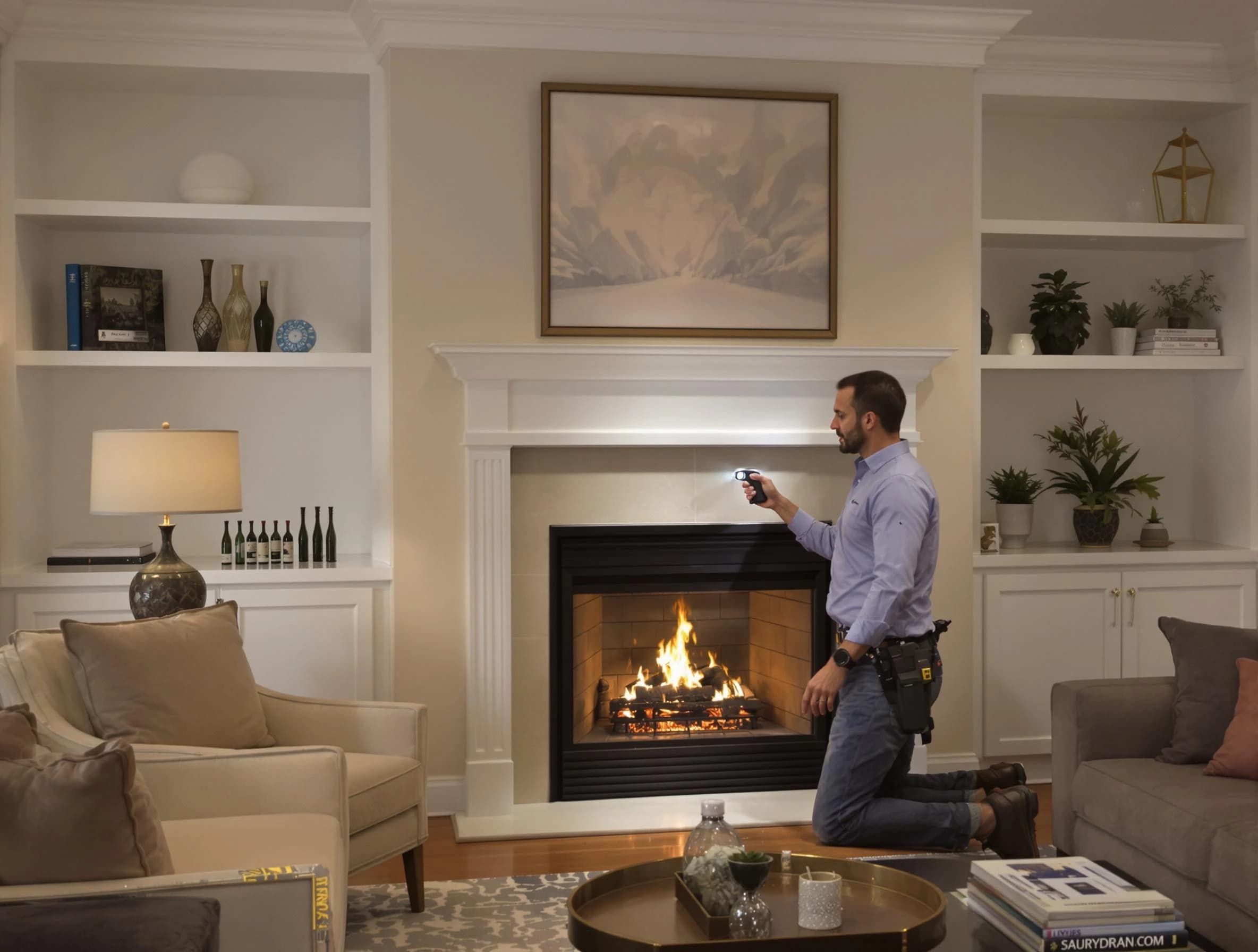 Smyrna Chimney Sweep conducting a fireplace safety inspection in Smyrna, GA