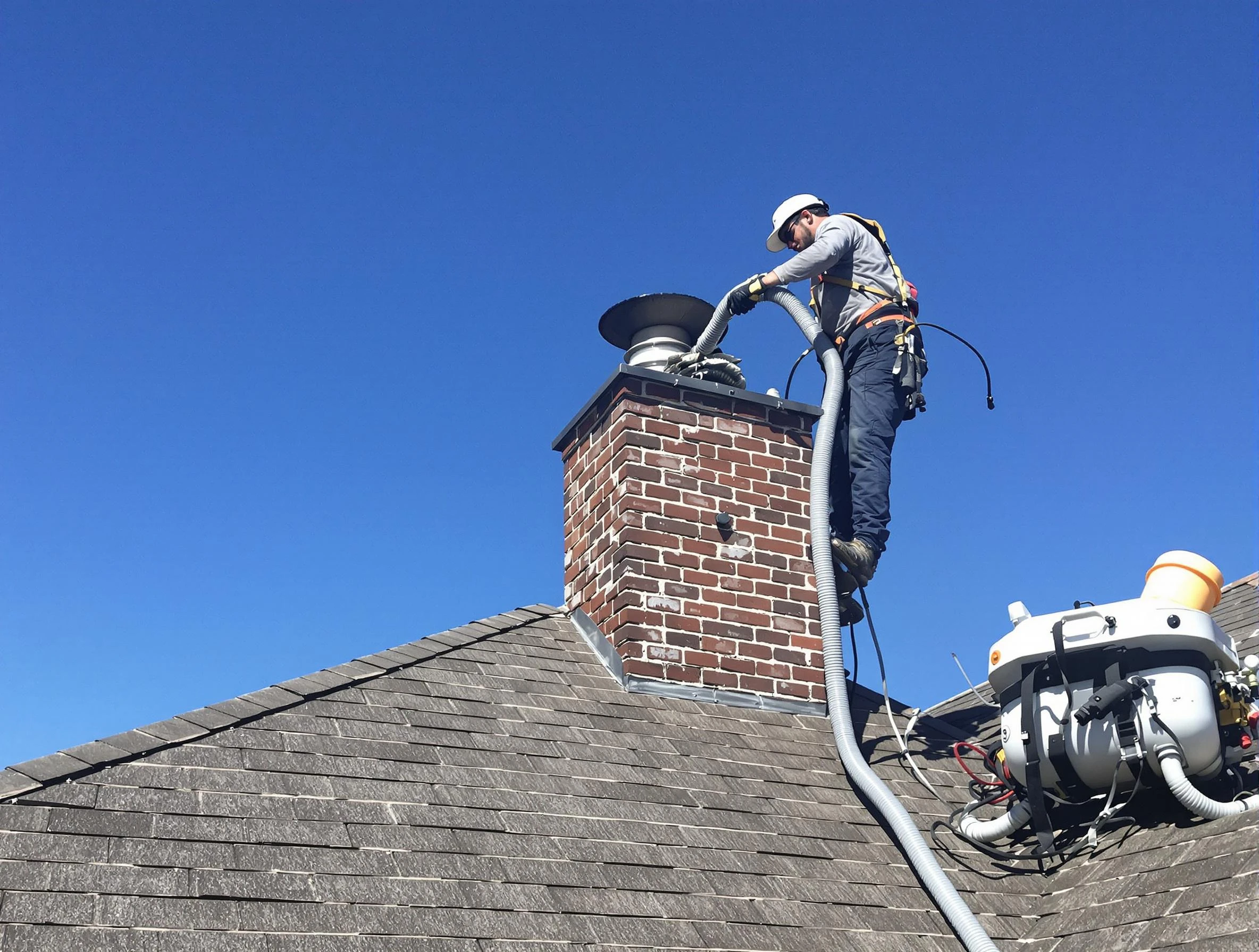 Dedicated Smyrna Chimney Sweep team member cleaning a chimney in Smyrna, GA
