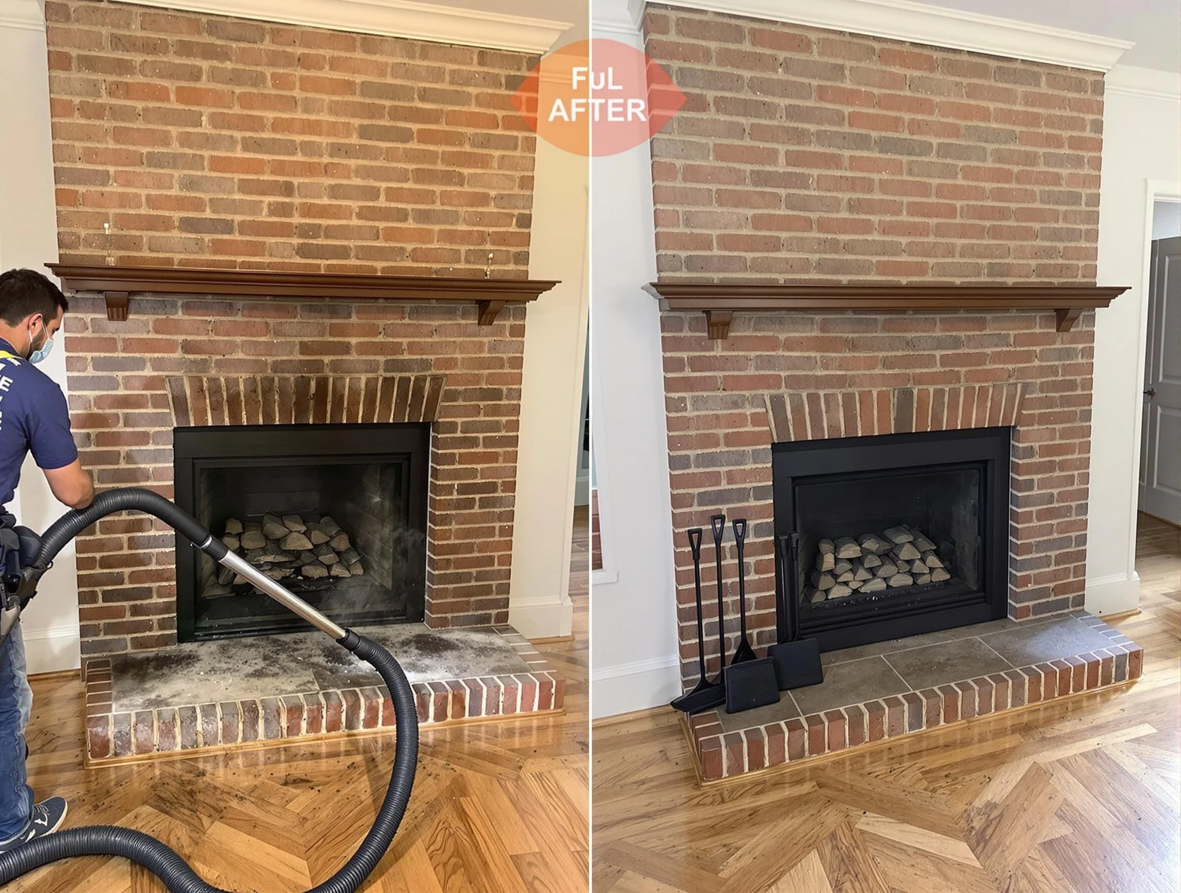 Smyrna Chimney Sweep carefully sanitizing a fireplace in Smyrna, GA