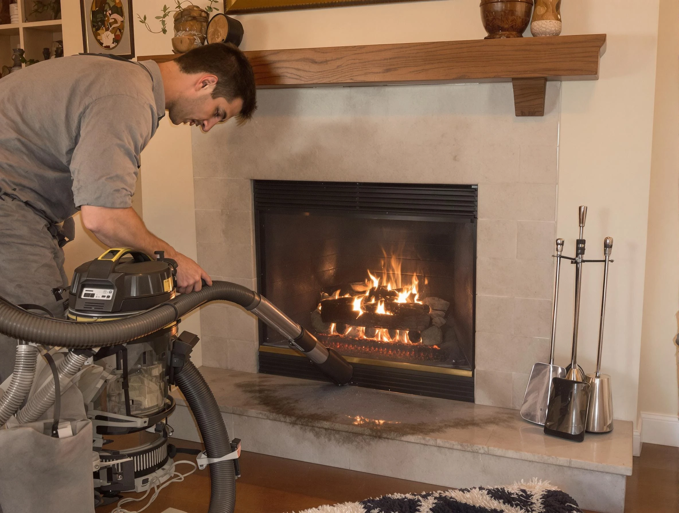 Routine fireplace upkeep by Smyrna Chimney Sweep in Smyrna, GA