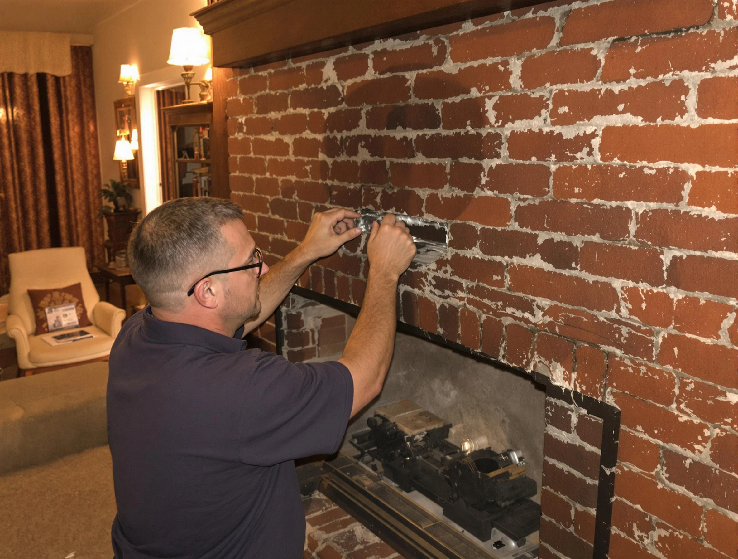 Smyrna Chimney Sweep expert fixing a fireplace in Smyrna, GA